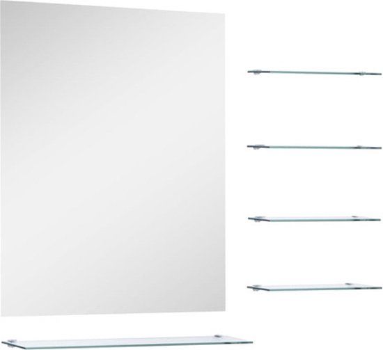 vidaXL Wandspiegel met 5 schappen 50x60 cm zilverkleurig
