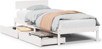 vidaXL Bedframe Massief Grenenhout Wit 140x200 cm