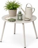 Ambiance Tuin bijzettafeltje - beige - metaal - Dia 50 cm - Hoogte 40 cm - rond