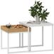 Lot de 2 tables basses gigognes modernes avec plateau en MDF et structure métallique robuste, tables d'appoint carrées pour petits espaces, salon, design contemporain, blanc