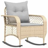 VidaXL Tuinschommelstoel met kussens poly rattan grijs