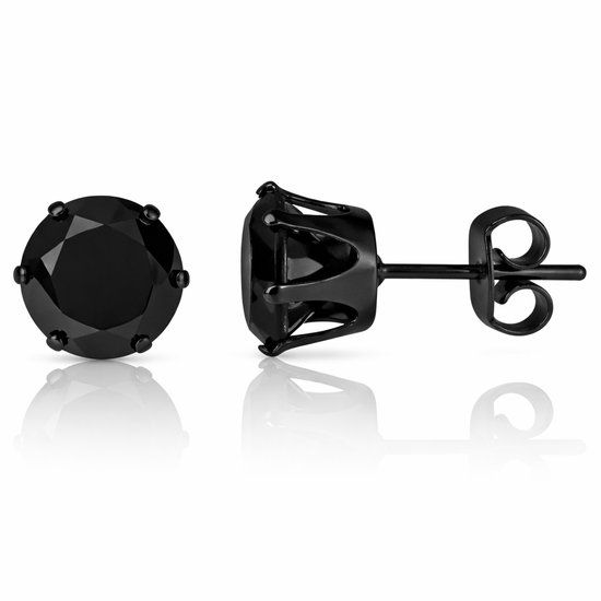 LGT JWLS LGT Jewels Stud oorbellen Edelstaal Black Edition Round 8mm