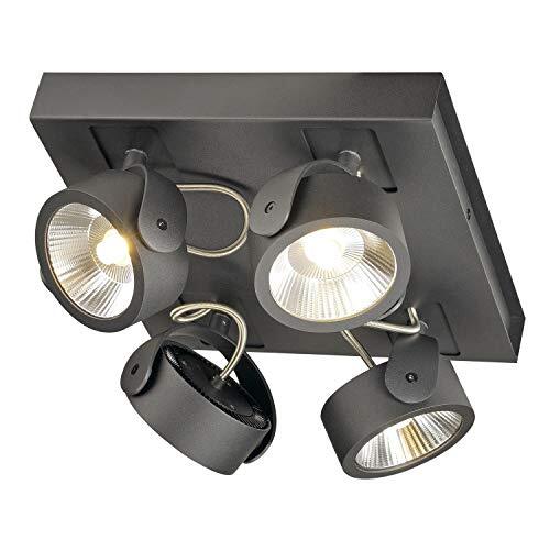 SLV wand- en plafondopbouwarmatuur KALU / plafond- en wandverlichting binnen, ledspot, opbouwarmatuur, wandopbouwarmatuur, plafondspot / 3000K 60 W 4000 lm zwart dimbaar 60 graden