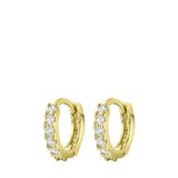 Lucardi Meisjes Oorring met plating - Rond - Zirkonia - Cadeau - Echt Zilver - Goudkleurig