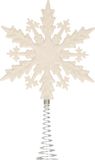 Merkloos / Sans marque Koopman International Kerstboom piek - platte sneeuwvlok - kunststof - wit glitter - 20 cm