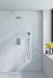 Fortifura Calvi inbouw regendoucheset – Ø25 cm hoofddouche – 35 cm gebogen wandarm – 3-standen ronde handdouche – RVS geborsteld
