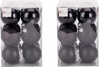 Cosy & Trendy Kerstballen - 24 stuks - Zwart - 6 cm - Mat en Glans