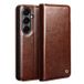 Qialino Classic Étui Portefeuille en Cuir Marron Foncé pour Samsung Galaxy S26