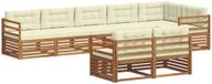 vidaXL - Bank loungeset - 8 zitplekken - Natuurlijk en crème - Acacia hout