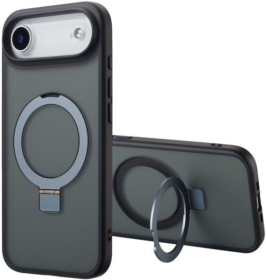 Accezz Hoesje - Geschikt voor Apple iPhone Air - Ring Stand Backcover geschikt voor MagSafe - Zwart