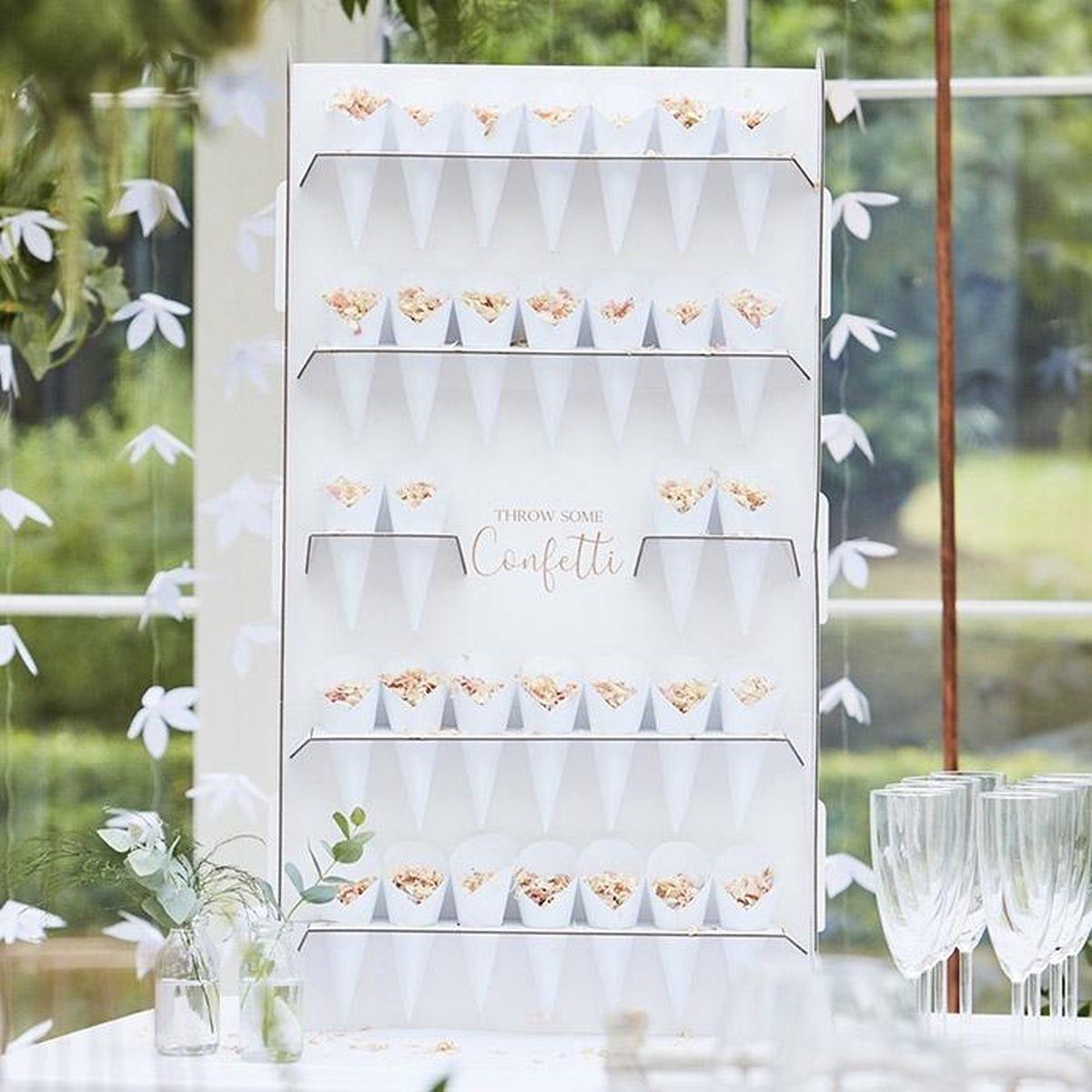 Ginger Ray Confetti Wall Met 32 Zakjes Botanical Wedding - Rosegoud