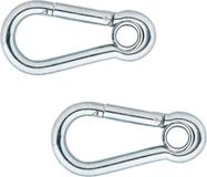 Dulimex B.V. 2x stuks karabijnhaak verzinkt staal - 10 cm - met kous - snaphooks/ carabiners