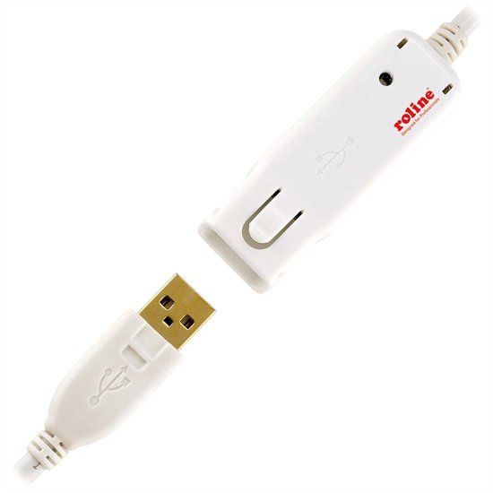 Roline USB 2.0 actieve repeater kabel, 12 m, Wit