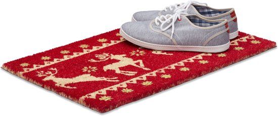 Relaxdays - Deurmat Kerstmis - Rendieren Voetmat - Kokosmat - Christmas - Kerst
