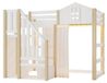 Lit pour enfant avec baldaquin, 90 x 200 cm - Éclairage LED - Fabriqué en maille - Conception de fenêtre - Compartiment de rangement ouvert - Sans matelas - Blanc/Naturel