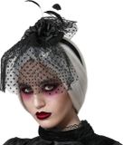 Atosa Halloween/horror verkleed diadeem/tiara/sluier - zombie/heks/lady - kunststof - dames/meisjes