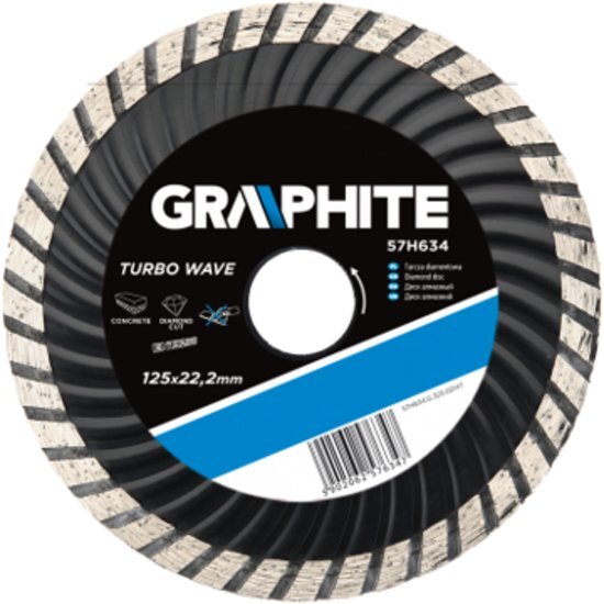 Graphite 57H634 Diamantschijf 125x22x6 0x2 6mm Turbo Wave MPA EN13236