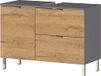 Germania 8530-564 GW-Mauresa Wastafelonderkast, in grafiet/Grandson-eiken, bovenblad met uitsparing voor sifon, 80 x 56 x 34 cm (b x h x d)