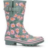 Rouchette Daisies dames enkellaarzen groen rubber katoen 36