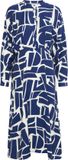 b.young BYIHAMMA DRESS 2 Dames Midi Jurk Kniehoogte Driekwart Mouw Ronde Hals Borstzak Multicolor Printopdruk Knopen Viscose Linnen Polyamide