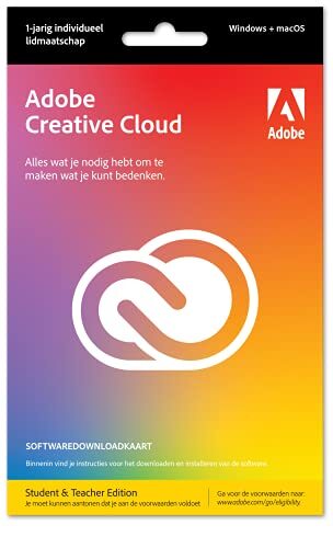 Adobe Creative Cloud All Apps | Student & Teacher | 1 Jaar | PC/Mac | Key Card & Download|Standard|1 Device|1 Year |