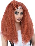 Merkloos Smiffys Long Wavy Victory Roll Pruik Oranje Vrouwen Volwassenen Wasbaar Halloween en Horror