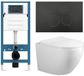 Adema Salina 2.0 Toiletset - 48.5x36x32cm - diepspoel - spoelrandloos - QeramiQ inbouwreservoir - softclose - quickrelease - toiletzitting - mat zwarte kunststof bedieningsplaat - ronde knoppen - wit