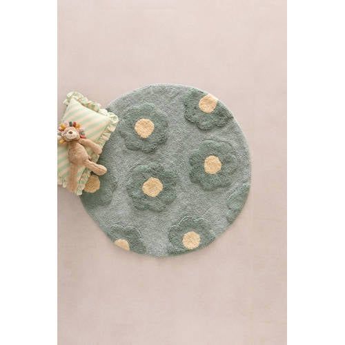 NOUS Kids kindervloerkleed Aurelle (Ø110 cm) Blauw Bloemen