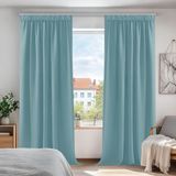 Deconovo Verduisterende Gordijnen Plooiband, Ondoorzichtige Gordijnen voor Woonkamer, Kinderen Kamer, 168x229 cm (B x H), Hemelsblauw, 2 stuks