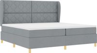 vidaXL - Boxspring bed met hoofdeinde Lichtgrijs 200 x 200 cm Stof