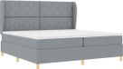 vidaXL - Boxspring bed met hoofdeinde Lichtgrijs 200 x 200 cm Stof