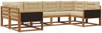 vidaXL - Bank loungeset - 6 zitplekken - Natuurlijk en beige - Acacia hout