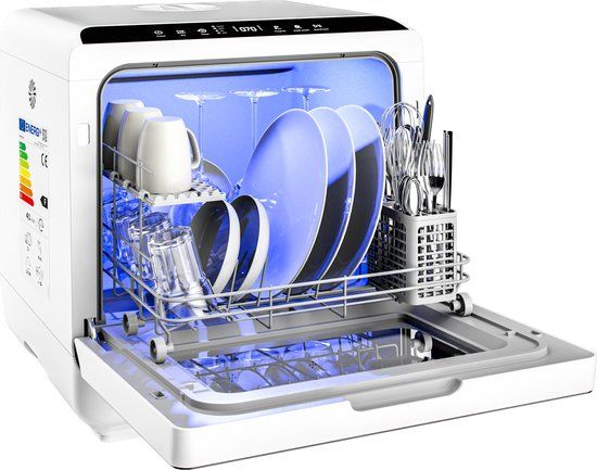 MONZANA Mini Vaatwasser - 46x45x44cm - App Bediening - 4,5l - Wit
