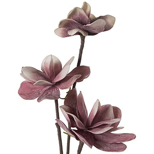 DRW Set van 6 takken met 3 EVA-rubberbloemen en papier in roze, 105 cm - 8434360213183