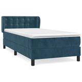 vidaXL Boxspringbed met matras, fluweel, donkerblauw, 140x190 cm