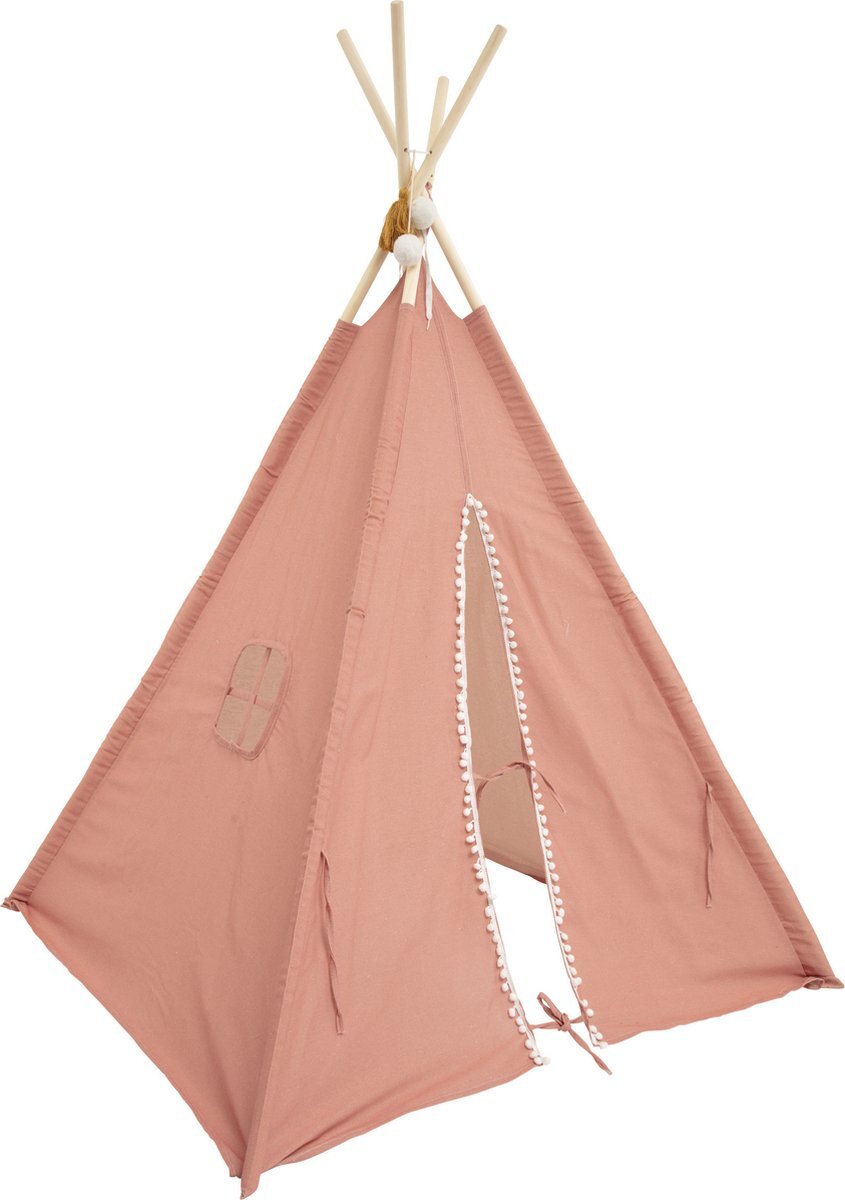 Atmosphera Tipi speeltent voor kinderen - 120 x 120 x 160 cm - zalm roze - wigwam