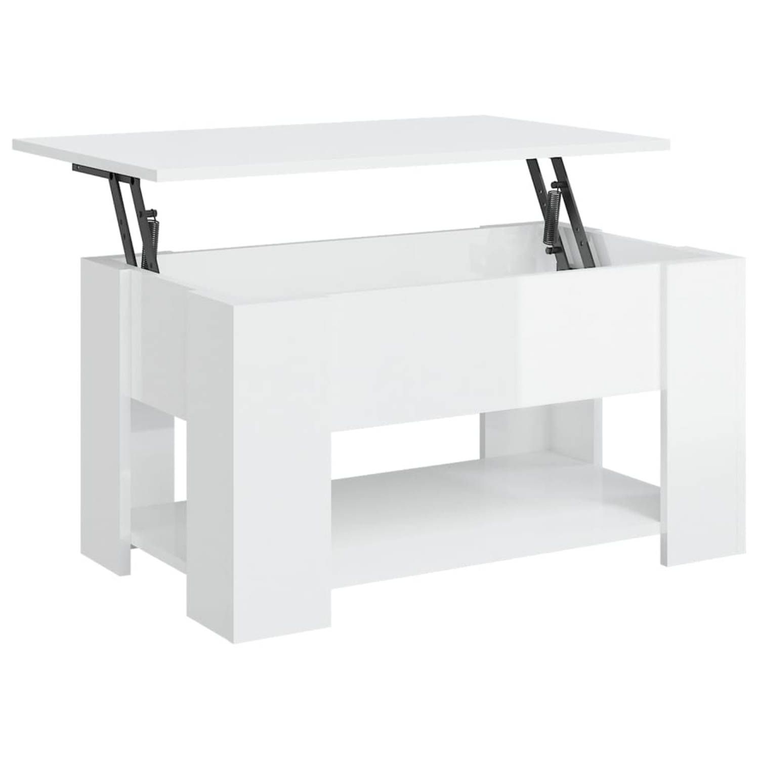 vidaXL salontafel 79x49x41 cm bewerkt hout hoogglans wit