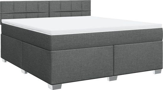 vidaXL Boxspring met matras stof donkergrijs 180x200 cm