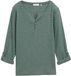 Tom Tailor T-shirt met lange mouwen en omgeslagen mouwen - Maat XS - off white green small stripe