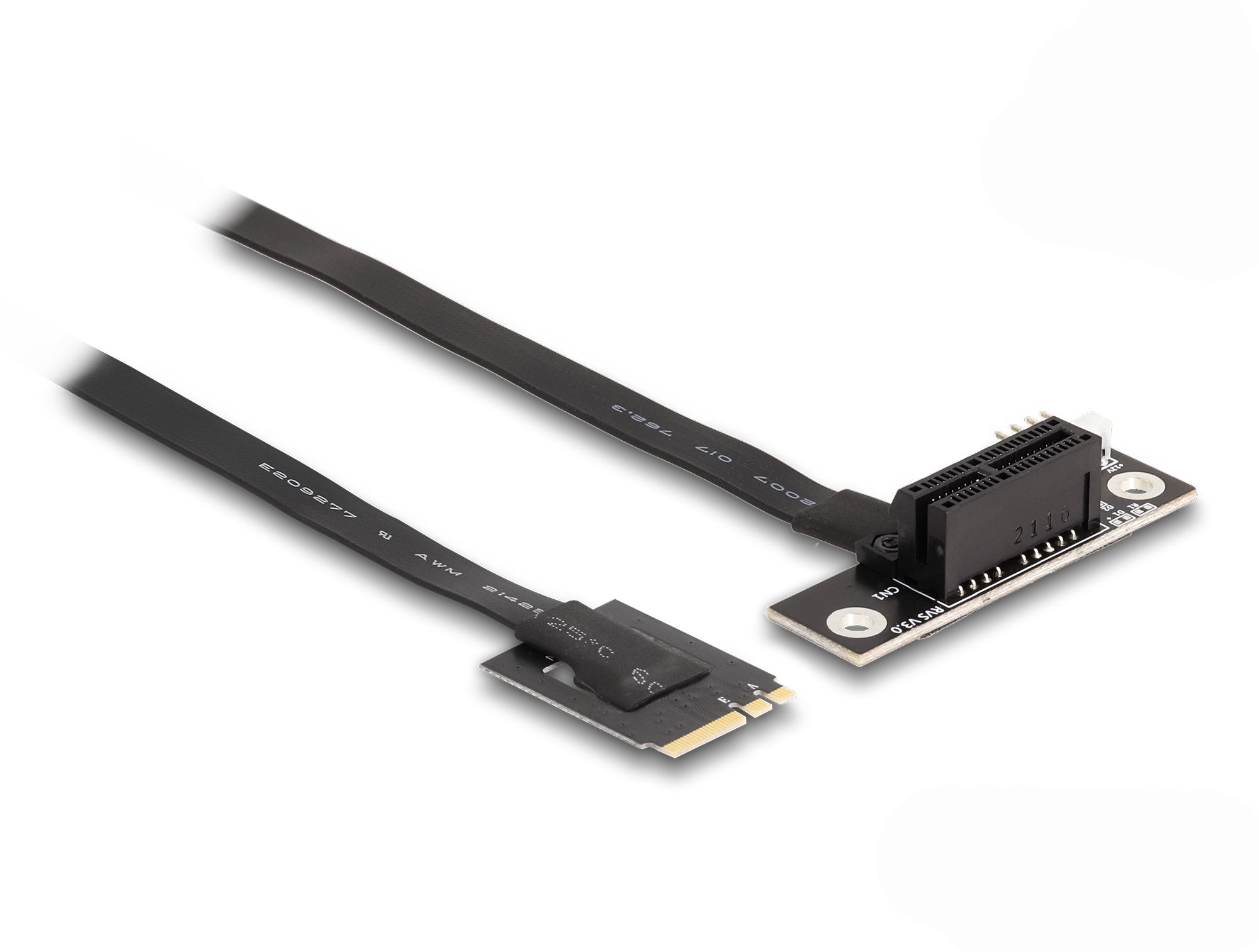 DeLOCK M.2 to PCIe 4.0 NVMe Adapter - Angled with Cable
