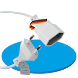 sonero Stroomkabel netsnoer verlengkabel, 1,0 m, eurostekker platte stekker type C stekker naar Euro aansluiting, stroomverlenging netsnoer voor tv, spelconsole, huishoudelijke apparaten, wit