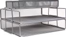 Merkloos Laag van 2 bekabelde mesh-papiersorteerders, bureau-organizers, afneembare akthouders met extra verdeler, memohouder boven - kantoor, school
