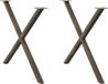 Pieds de table 2 pcs forme X 90x(72-73) cm acier naturel