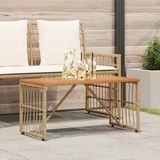 vidaXL - Jardin - Table - Naturel - 80 x 40 x 40 cm - Acier - et - Poly Rotin