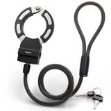 FISCHER Fiets handboeislot, 110 cm, 8 mm staal, voor fiets, e-bike, e-scooter met houder, kabelslot met klem, robuust spiraalslot