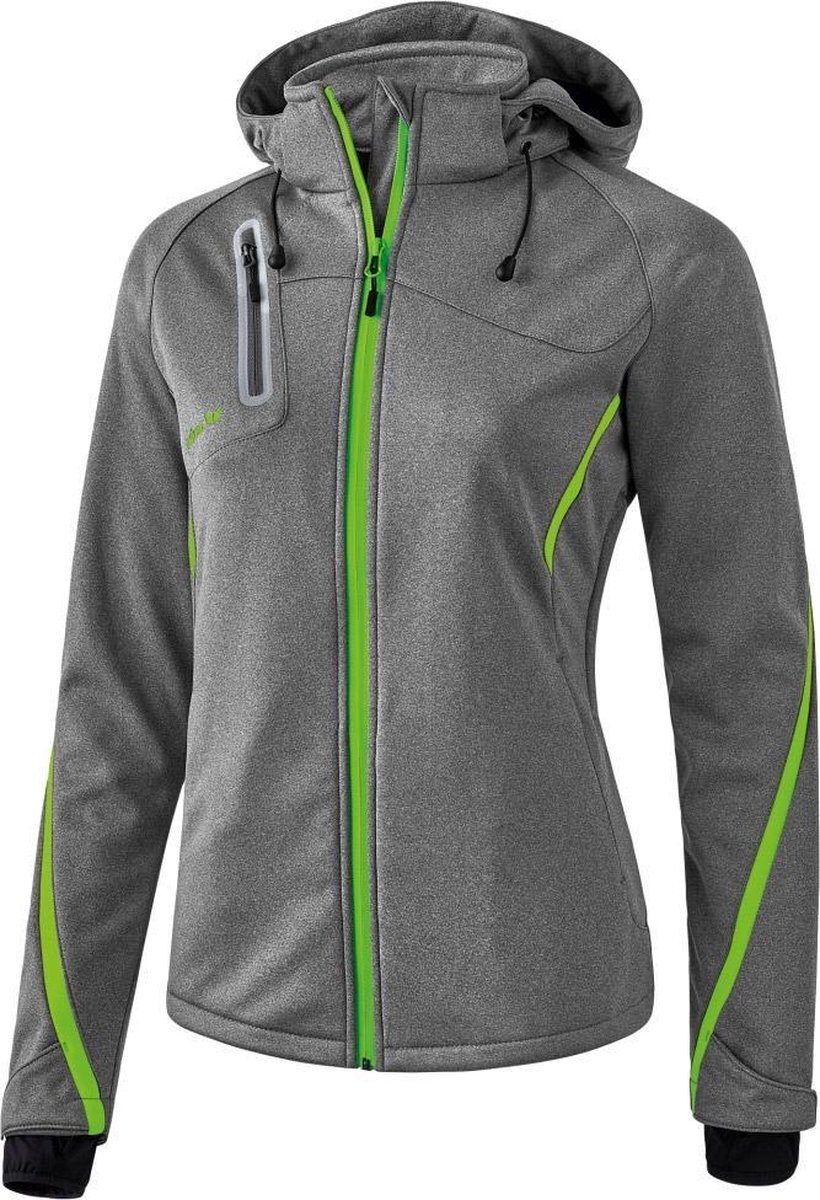 Erima Function Softshell Jas Dames - Grijs Melange / Green Gecco Maat: 38