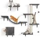 Ibenzoa® Mur d'escalade pour chat avec solution complète de jeu et de repos, set de 10 pièces incluant pont suspendu et piliers à gratter