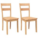 vidaXL - Eetkamerstoelen - 2 - st - massief - hout - naturel - rubber