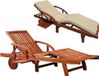 Casaria Chaise longue Tami Sun – Acacia incl. coussin & roues – Beige