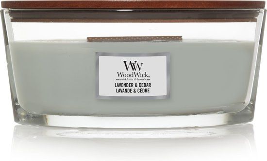 WoodWick Heartwick Flame Ellipse Geurkaars Lavender & Cedar - 50 uur